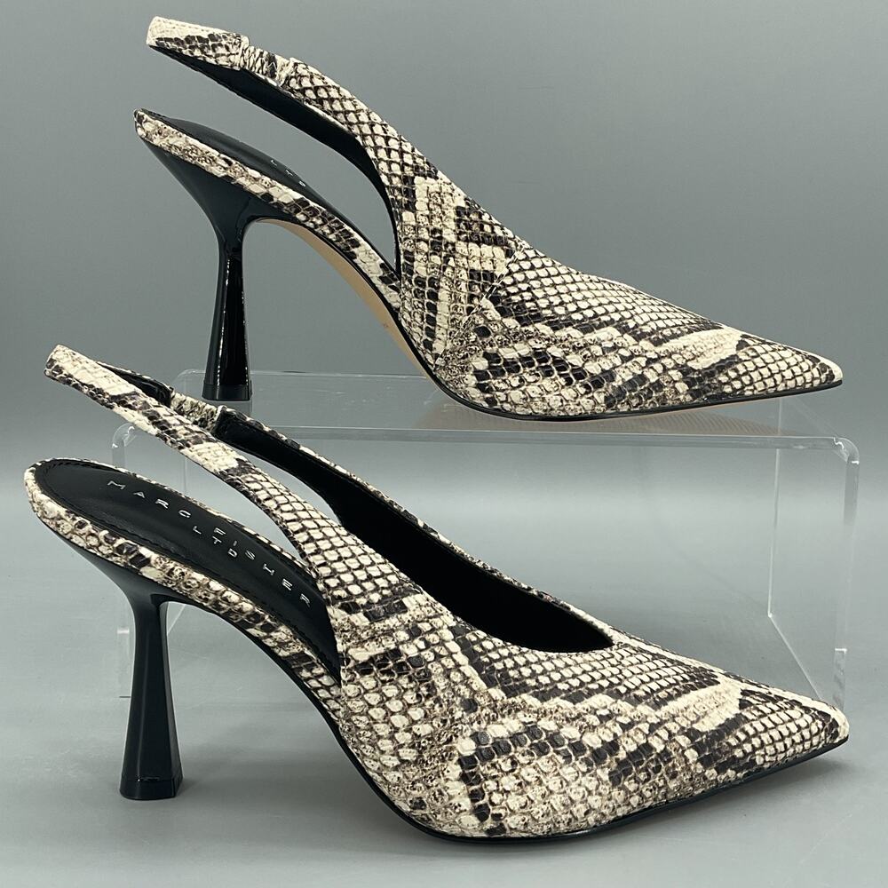 NEW Marc Fisher Women’s Esther Slingback Dress Pumps White Snake Size 7M
